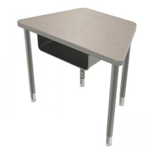 Snap Desk Configurable Student Desking  - Large Trap - Gray Nebula Top Surface And Black Edgeband - Black Horseshoe Legs - No Bo