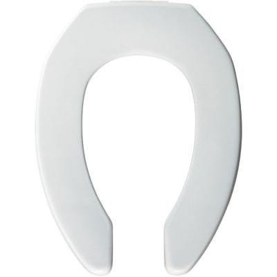 2 Lift Elongated Open Front Less Cover Plastic Seat White