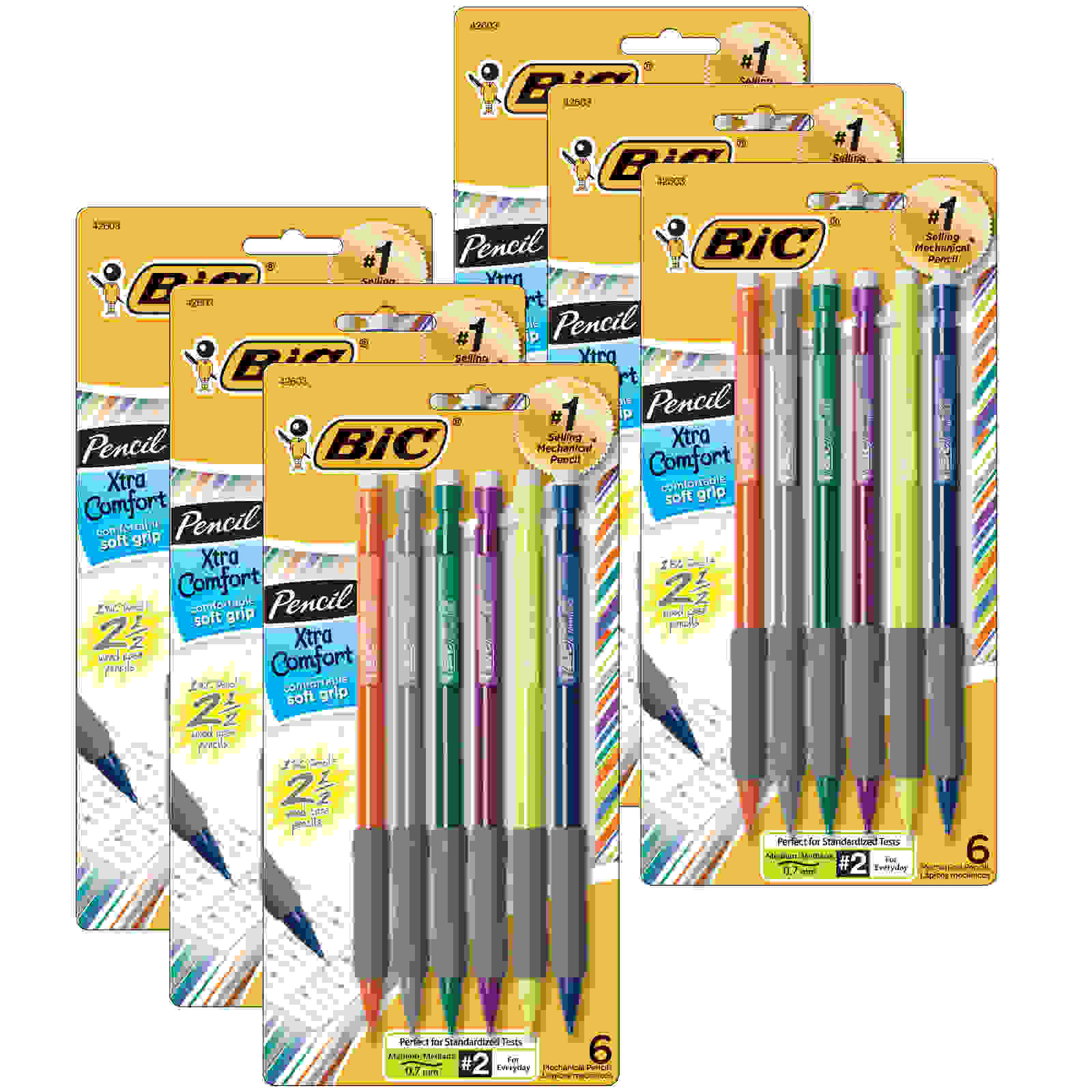 Matic Grip Mechanical Pencils, 0.7mm, 5 Per Pack, 6 Packs