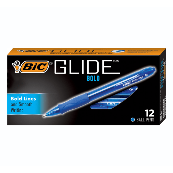 Glide Bold Retractable Ball Point Pen, Bold Point (1.6mm), Blue, 12-Count