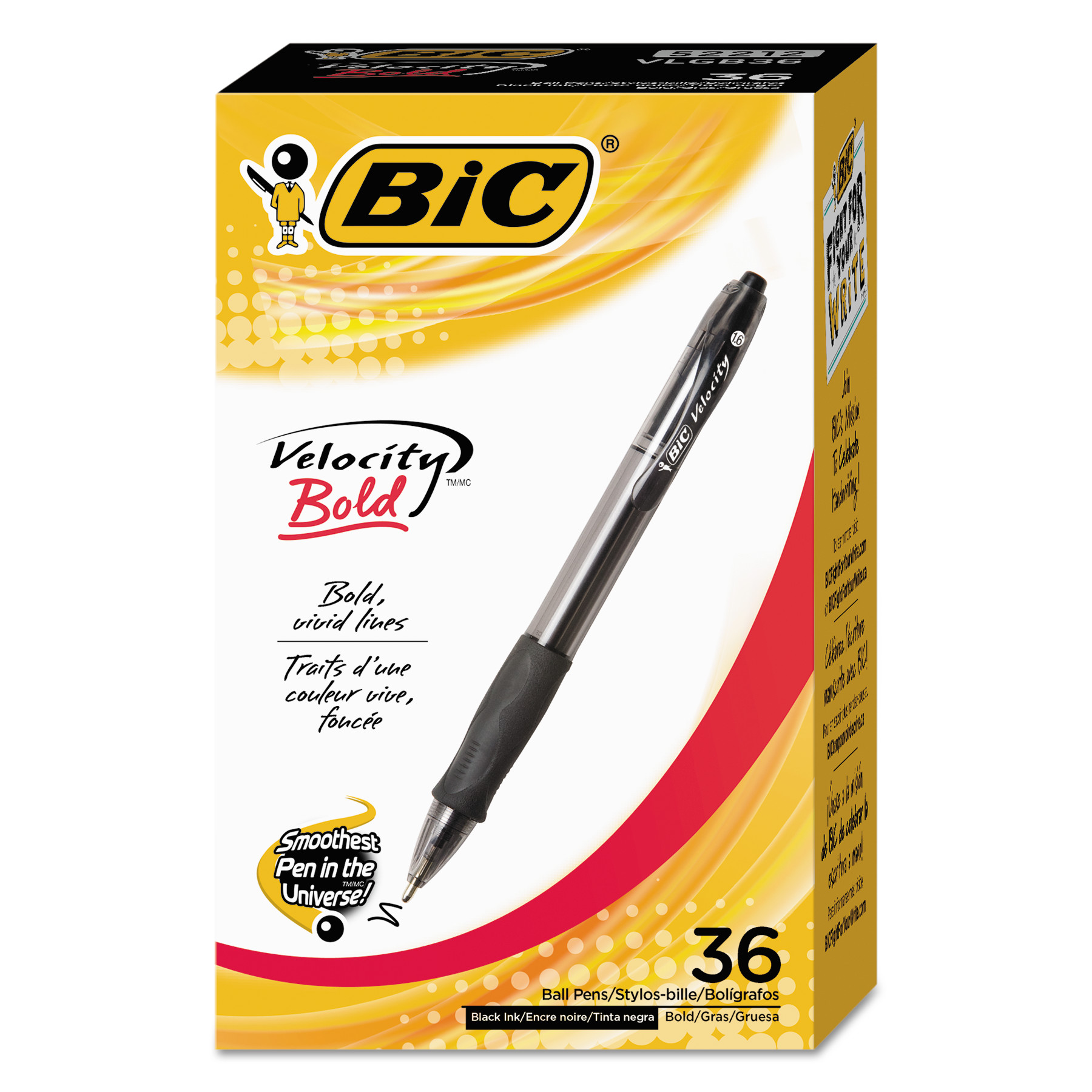BIC Glide Bold - Bold Pen Point - 1.6 mm Pen Point Size - Refillable - Retractable - Black - Black Barrel - Tungsten Carbide Tip