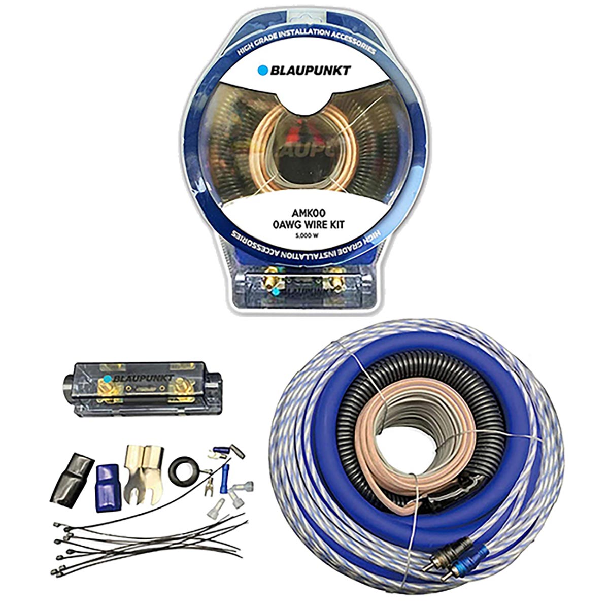 Blaupunkt (AMK00) 0-Gauge Complete Amplifier Blue Wire Kit