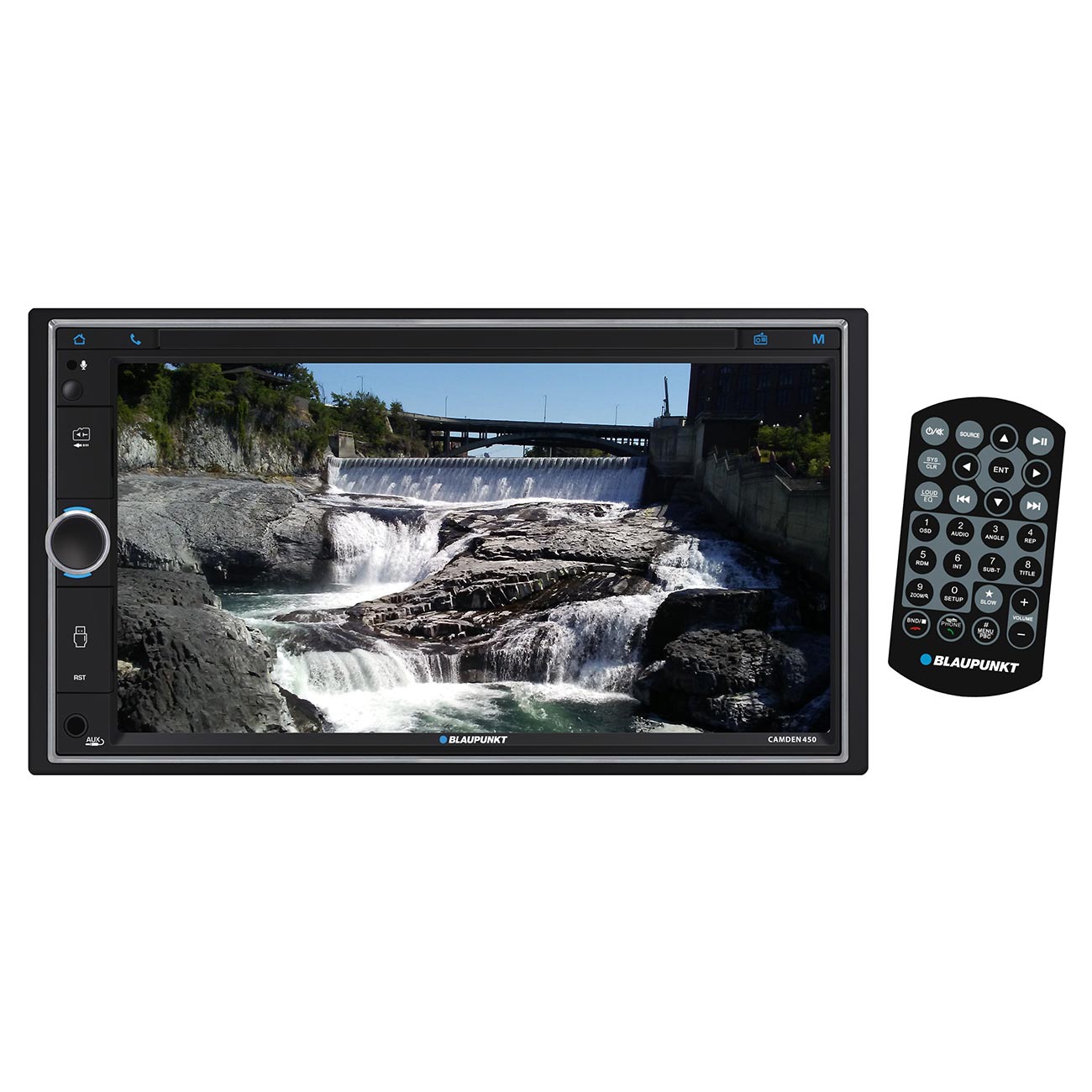 Blaupunkt 6.95" Double DIN Fixed Face Touchscreen DVD Receiver with Bluetooth USB/SD Inputs and Rem
