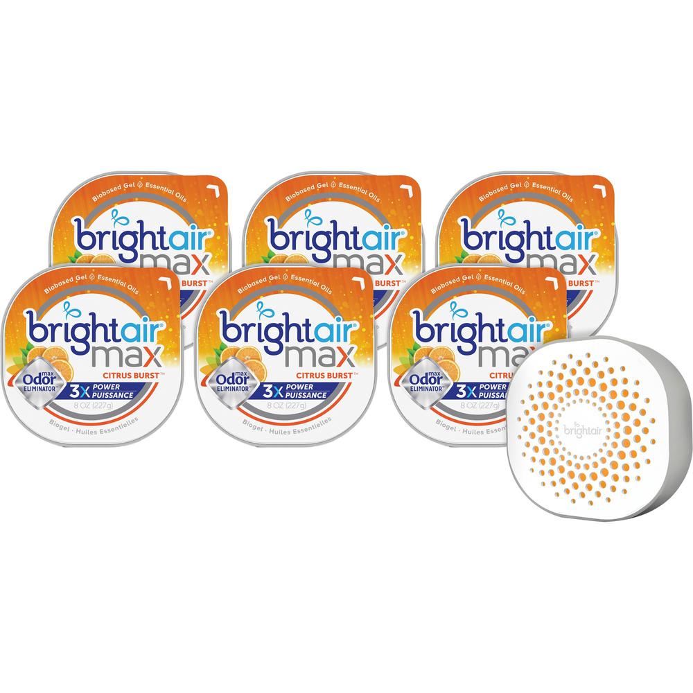 Bright Air Max Scented Gel Odor Eliminator - Gel - 8 oz - Citrus - 6 / Carton - Odor Neutralizer, Phthalate-free, Paraben-free