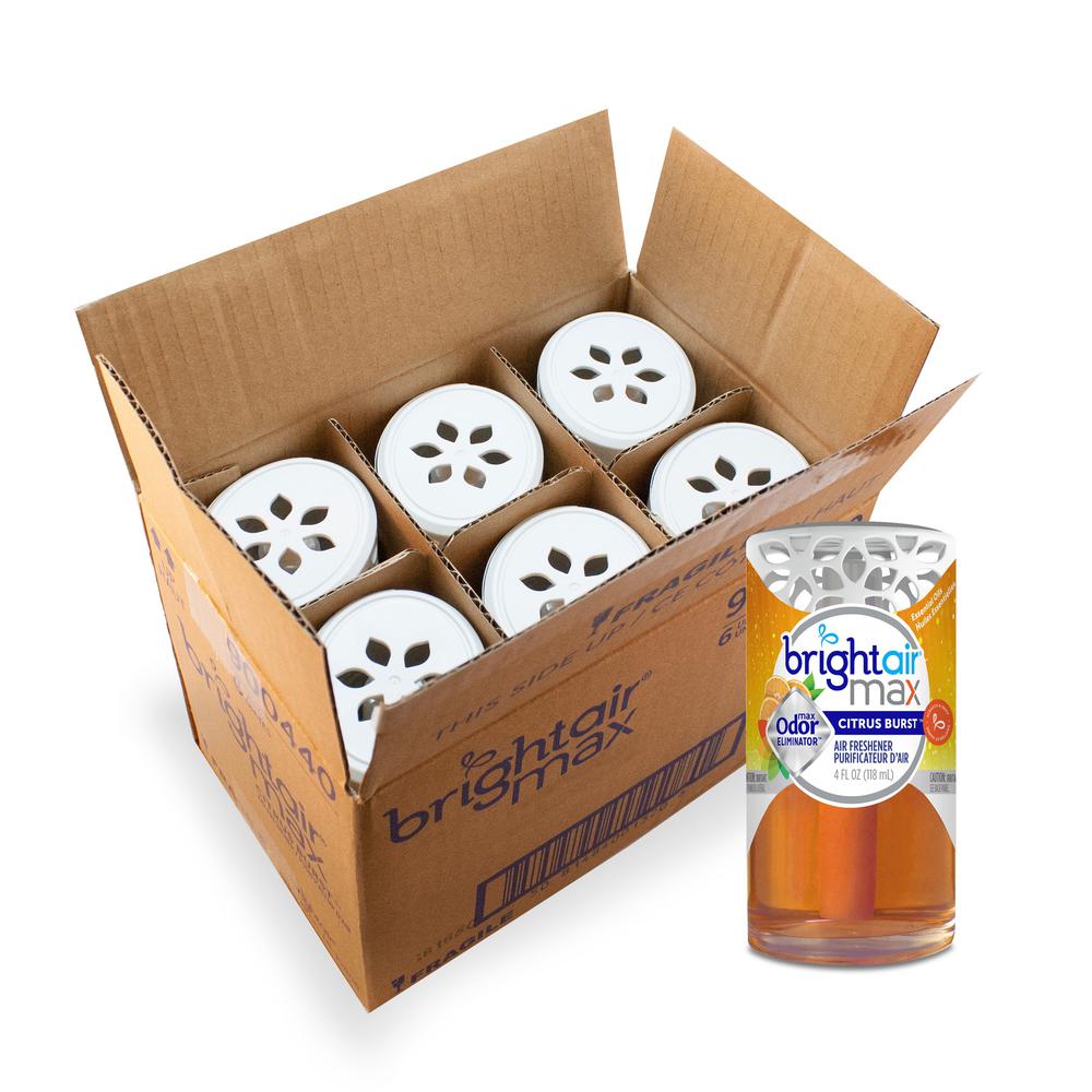 Bright Air Max Odor Eliminator - Gel - 4 fl oz (0.1 quart) - Citrus Burst - 6 / Carton - Phthalate-free, BHT Free, Paraben-free