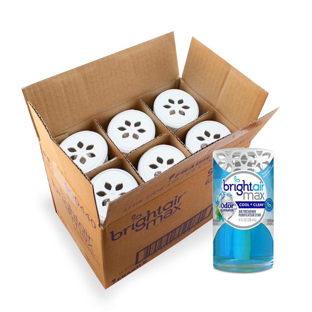 Bright Air Max Odor Eliminator - Gel - 4 fl oz (0.1 quart) - Cool + Clean - 6 / Carton - Phthalate-free, BHT Free, Paraben-free