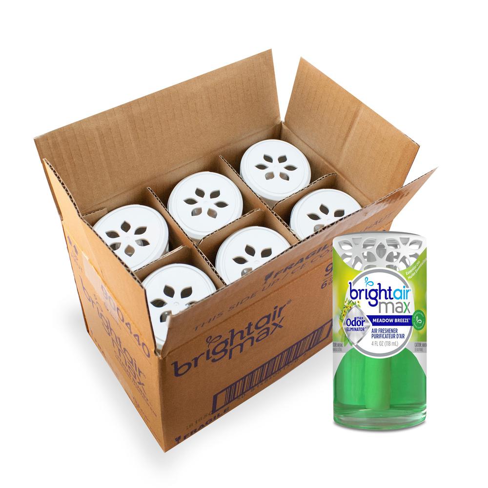 Bright Air Max Odor Eliminator - Gel - 4 fl oz (0.1 quart) - Meadow Breeze - 6 / Carton - Phthalate-free, BHT Free, Paraben-free
