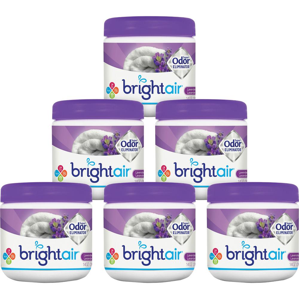 Bright Air Super Odor Eliminator Air Freshener - 14 fl oz (0.4 quart) - Fresh Linen, Lavender - 60 Day - 6 / Carton