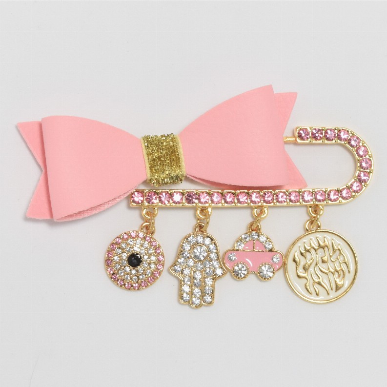 Baby Pins - Shema Israel Pink BowPin for girls