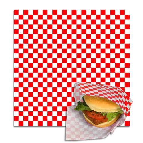 12 x 12 Grease-Resistant Red Check Paper Sheets, 5,000 sheets 