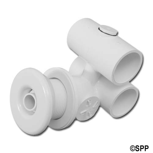 Jet Assembly, HydroAir Slimline, Tee Body, 1"S Water x 1/2"S Air, 1-3/4"L Wall Fitting, White