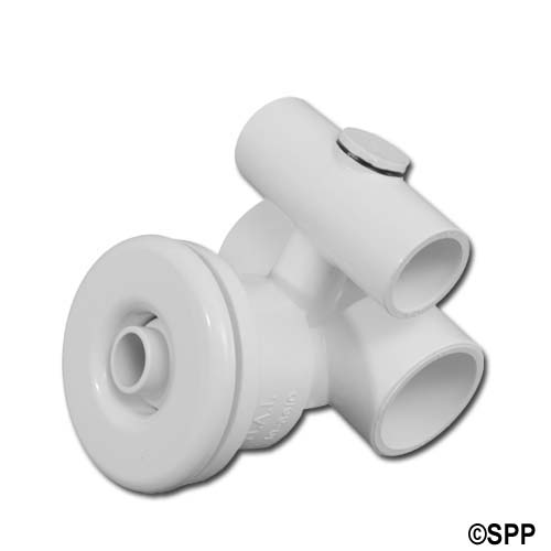 Jet Assembly, HydroAir Slimline, Tee Body, 1"S Water x 1/2"S Air, 1-1/4"L Wall Fitting, White