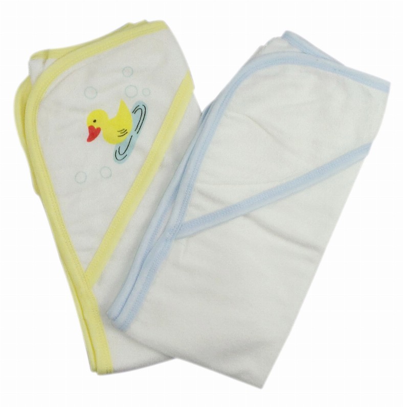 Bambini Infant Hooded Bath Towel (Pack of 2) - One Size Blue / Yellow