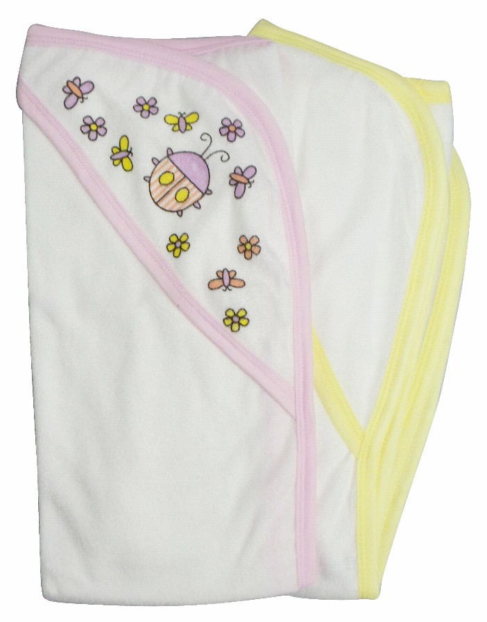 Bambini Infant Hooded Bath Towel (Pack of 2) - One Size Pink / Yellow