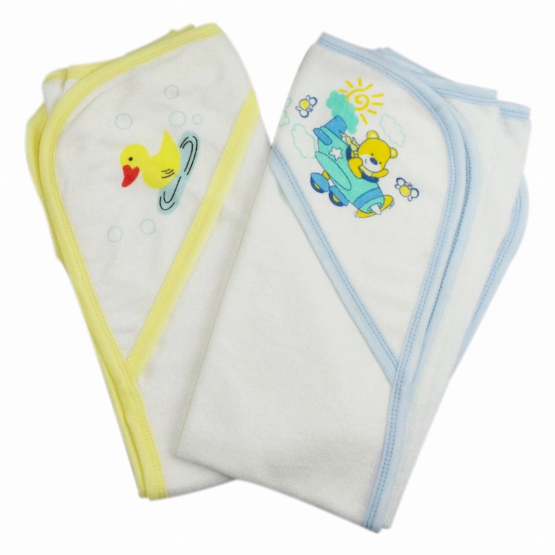 Bambini Infant Hooded Bath Towel (Pack of 2) - One Size Blue / Yellow2
