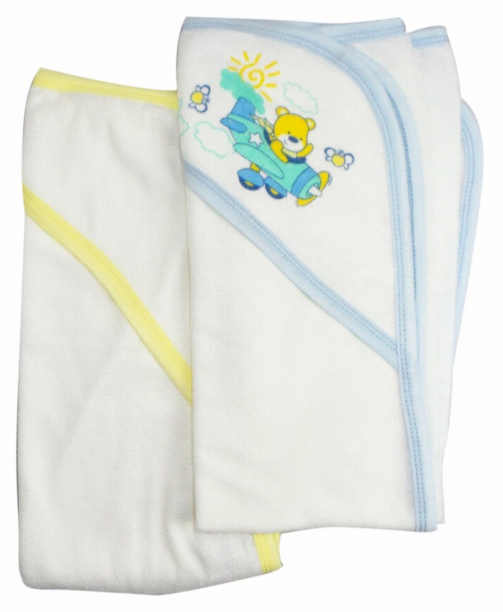 Bambini Infant Hooded Bath Towel (Pack of 2) - One Size Blue / Yellow3