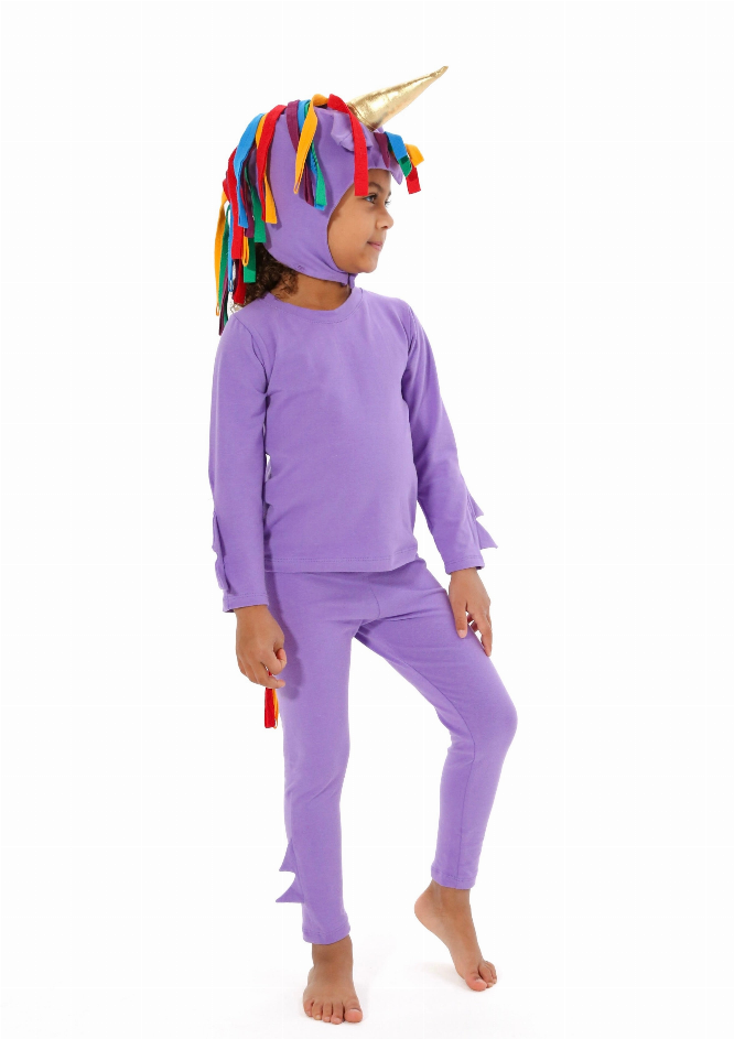 Unicorn Pajama Costume 18-24 months Purple Hat + Tail