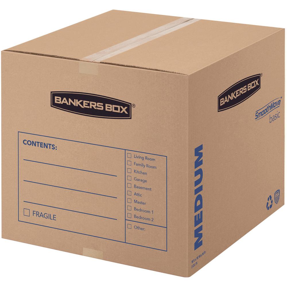 Fellowes SmoothMove Basic Medium Moving Boxes - Internal Dimensions: 18" Width x 18" Depth x 16" Height - External Dimensions: 1