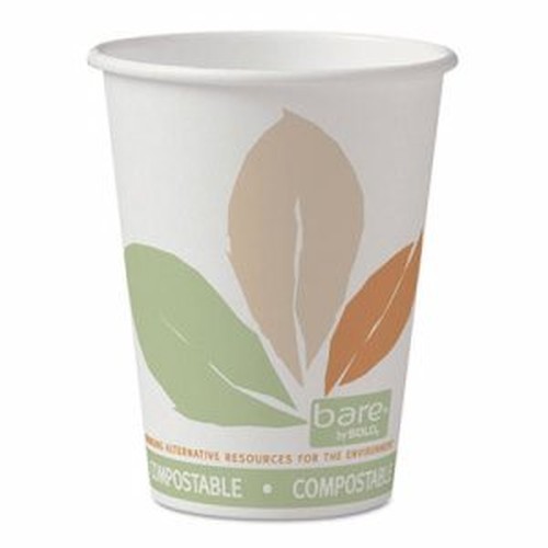 Bare PLA-lined Hot Cups - 12 fl oz - 20 / Carton - White - Paper - Hot Drink