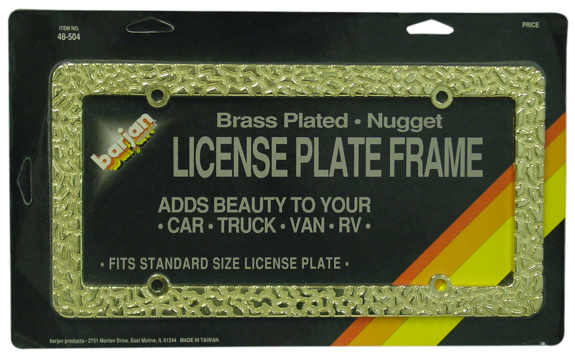 BRASS PLATED GOLD NUGGET LICENSE FRAME
