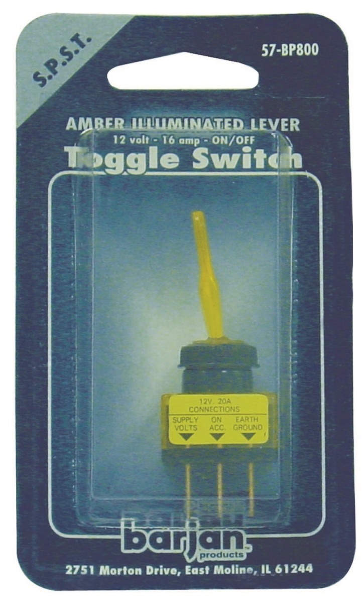 TOGGLE SW SPST AMBER LIT CARDED