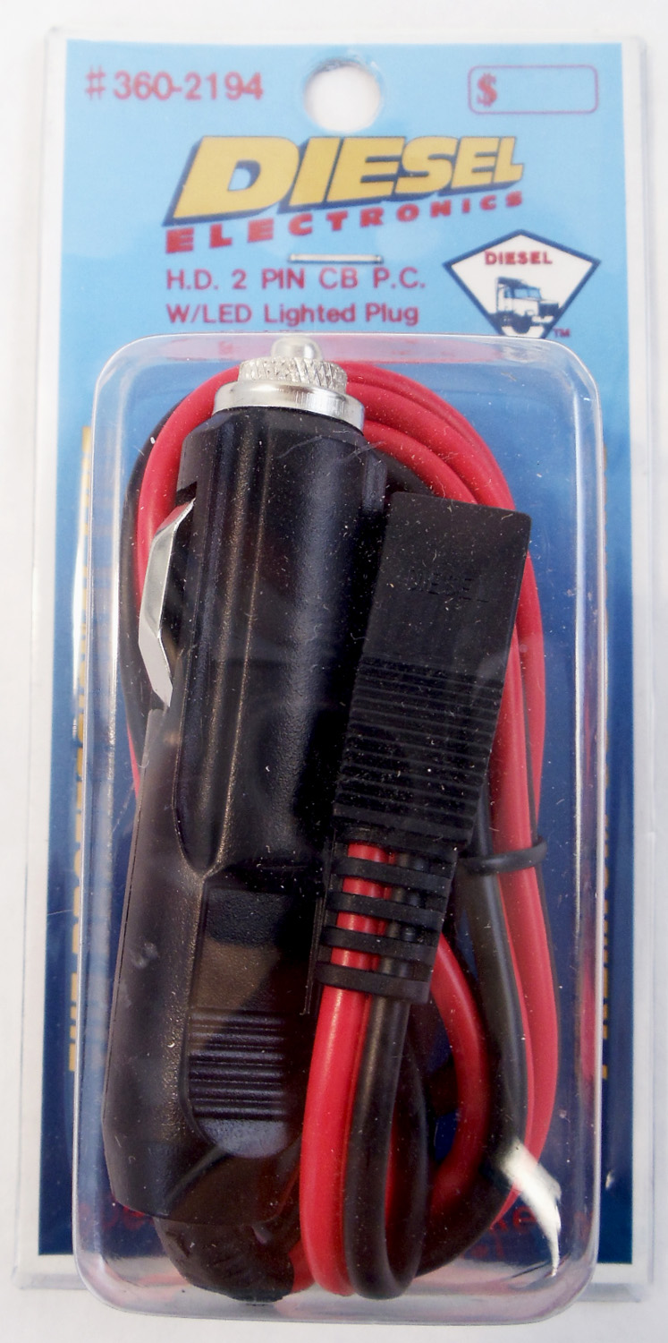 5' Hd 2Pin Cb Power Cord W/Led Cig Plug