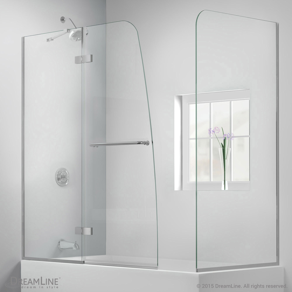 Aqua Ultra Frameless Hinged Shower Door & SlimLine 30" by 60" Shower Base