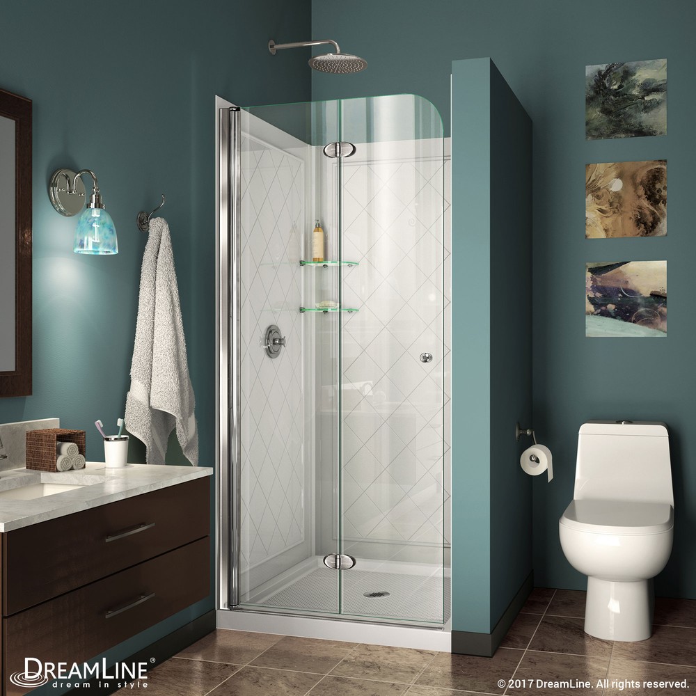 DreamLine Aqua Fold 56-60 in. W x 58 in. H Frameless Bi-Fold Tub Door with Extender Panel in Chrome