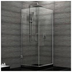 DreamLine Unidoor Plus 30 3/8 in. W x 30 in. D x 72 in. H Frameless Hinged Shower Enclosure, Clear Glass, Chrome