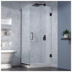 DreamLine Unidoor Plus 30 3/8 in. W x 30 in. D x 72 in. H Frameless Hinged Shower Enclosure, Clear Glass, Oil Rubbed Bronze