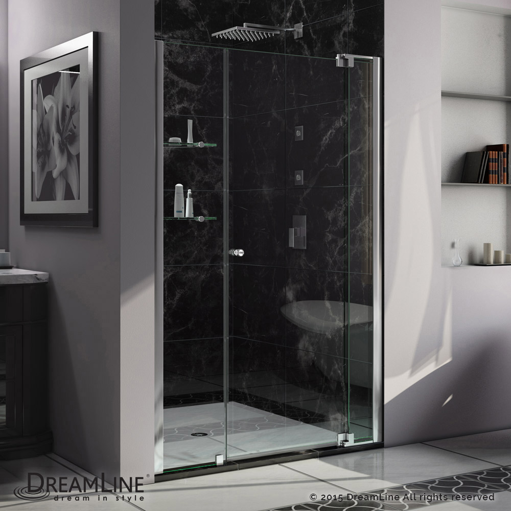 DreamLine Allure 51-52 in. W x 73 in. H Frameless Pivot Shower Door in Chrome