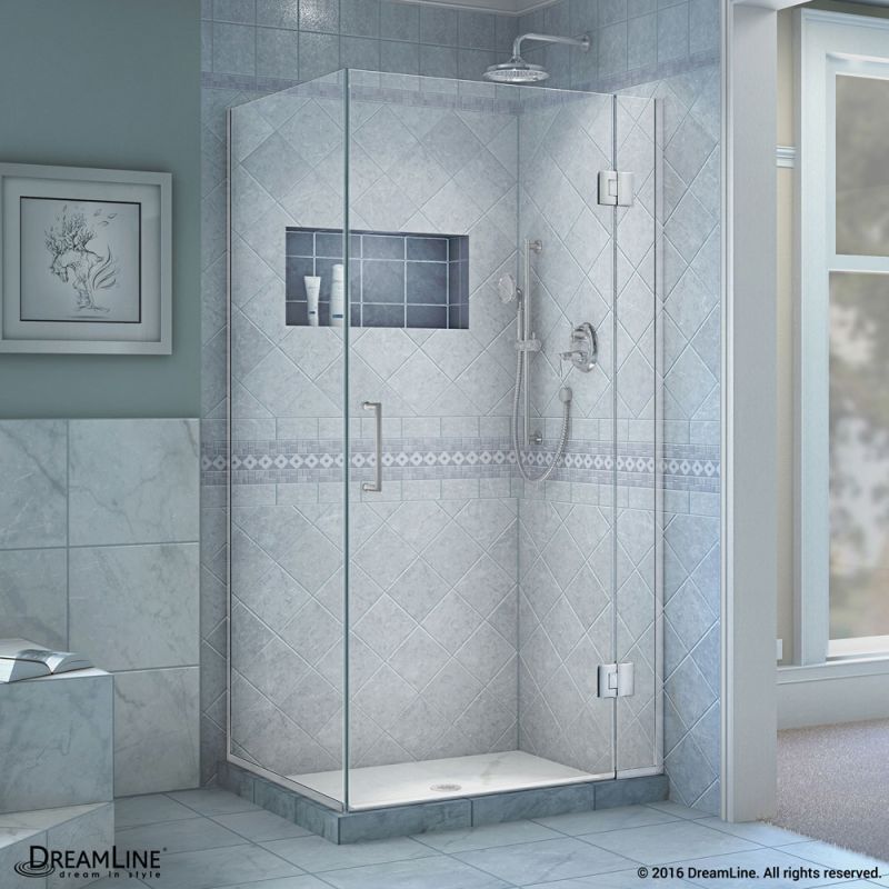 DreamLine Unidoor-X 29 3/8 in. W x 34 in. D x 72 in. H Frameless Hinged Shower Enclosure in Chrome