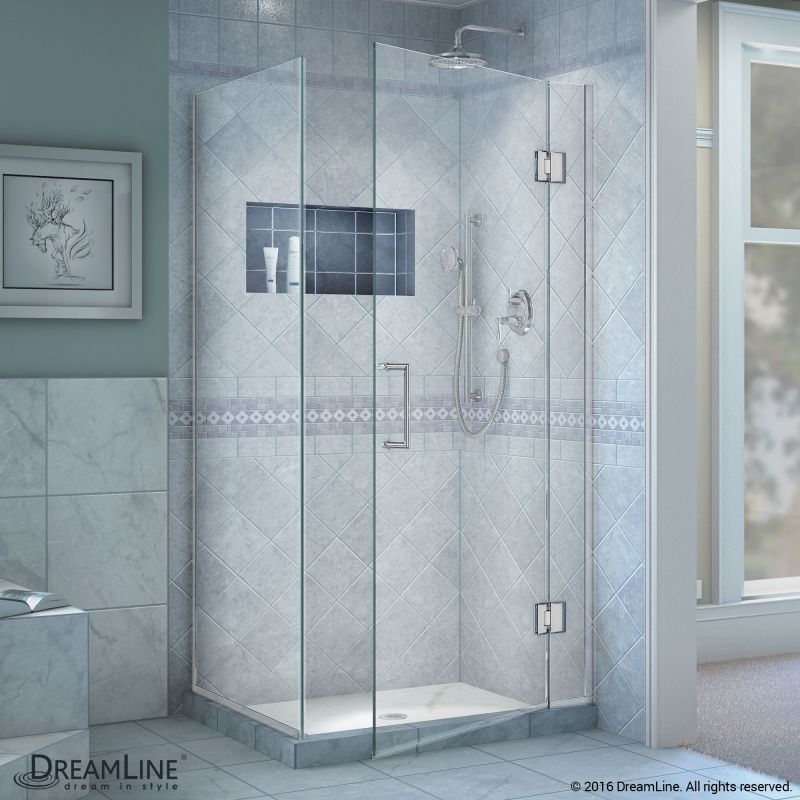DreamLine Unidoor-X 35 3/8 in. W x 34 in. D x 72 in. H Frameless Hinged Shower Enclosure in Chrome
