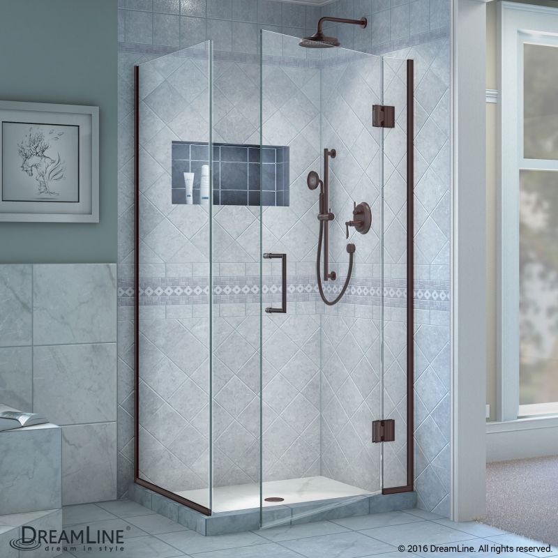 DreamLine Unidoor-X 35 3/8 in. W x 34 in. D x 72 in. H Frameless Hinged Shower Enclosure in Oil Rubbed Bronze