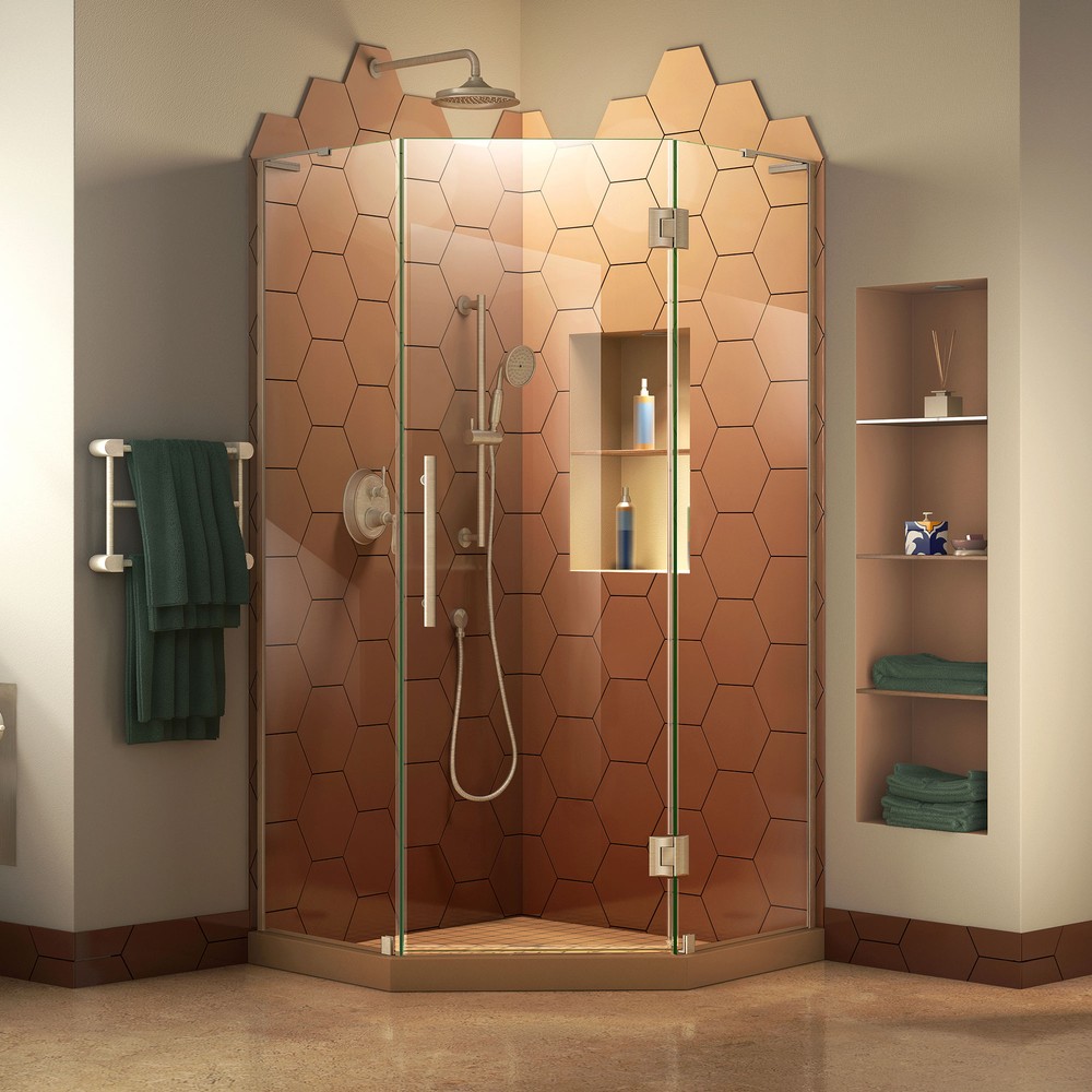 DreamLine Prism Plus 36 in. D x 36 in. W x 72 in. H Frameless Hinged Shower Enclosure in Chrome