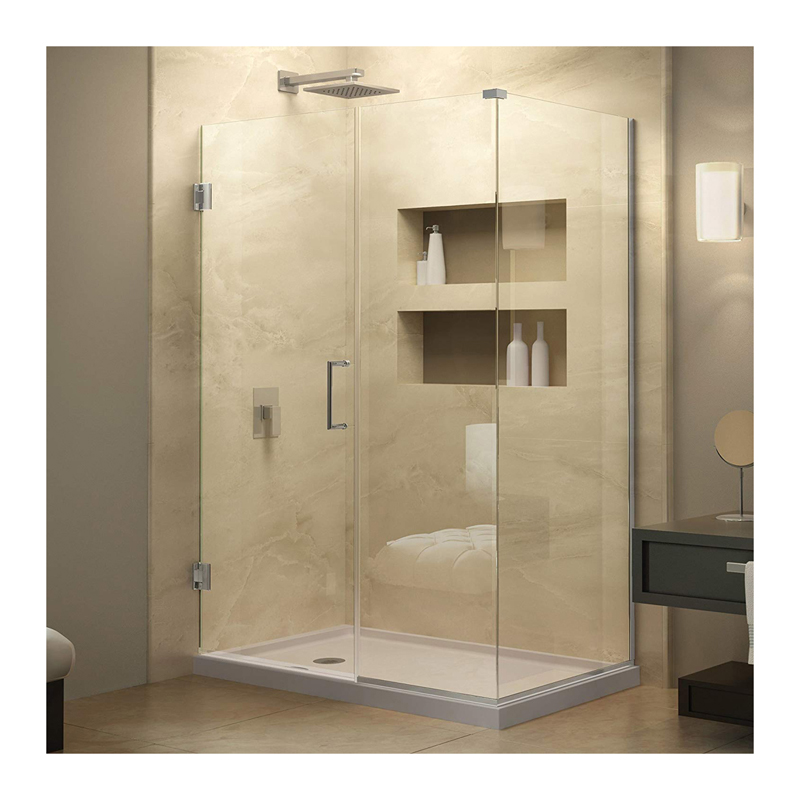 DreamLine Unidoor Plus 58 1/2 in. W x 30 3/8 in. D x 72 in. H Frameless Hinged Shower Enclosure, Clear Glass, Satin Black