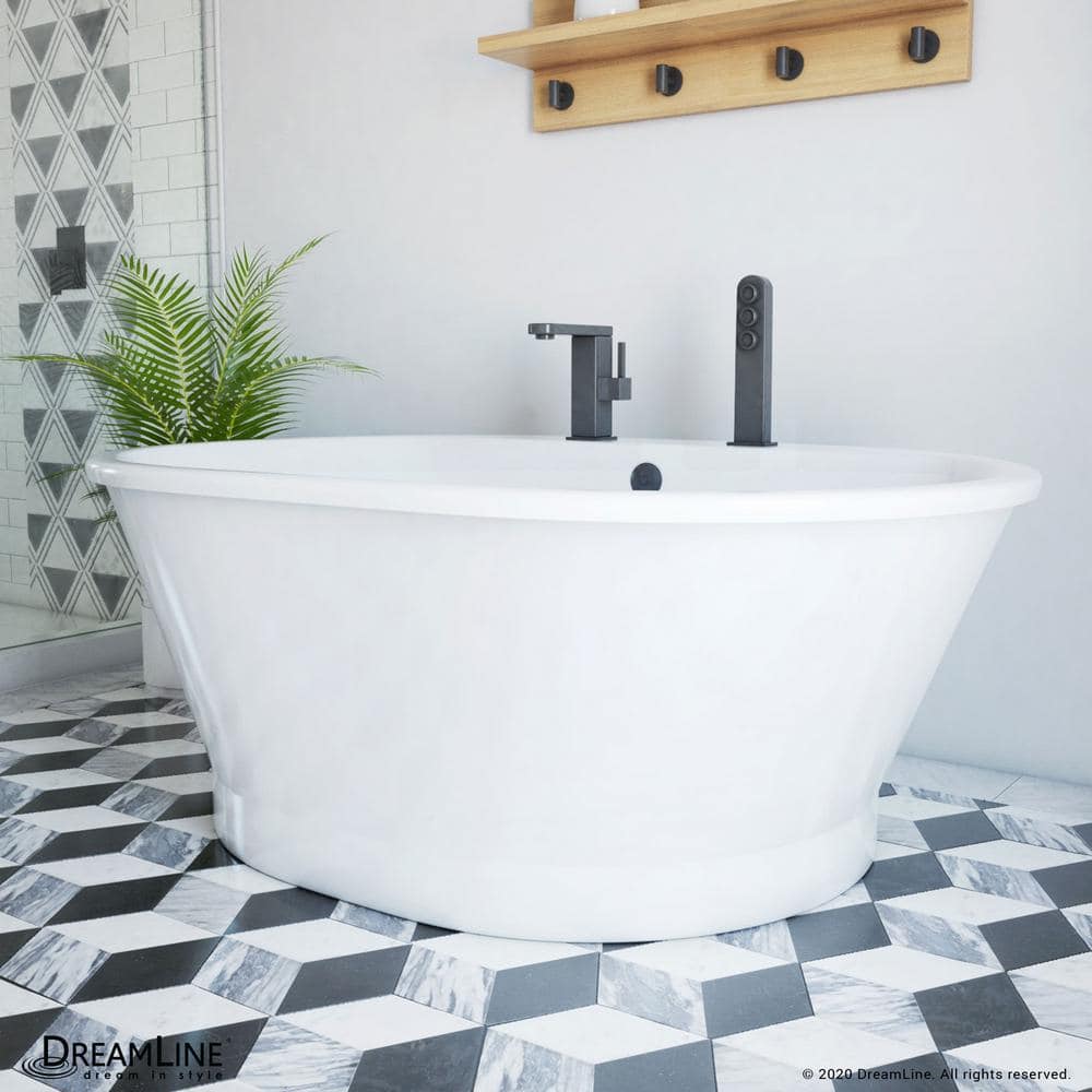 DreamLine Caribbean 60 in. W x 42 in. D Acrylic Freestanding Bathtub in White