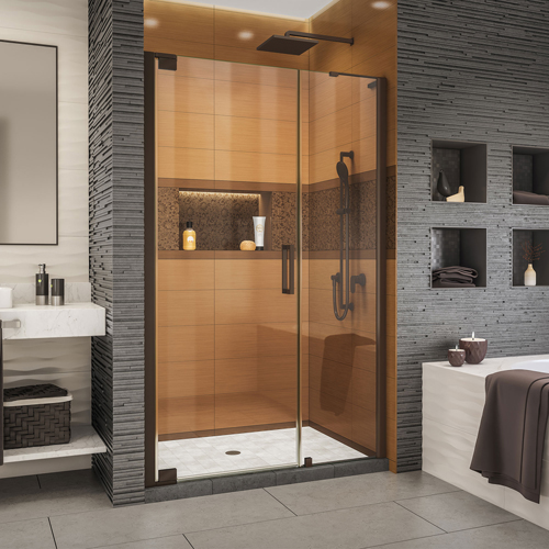DreamLine Elegance-LS 43 - 45 in. W x 72 in. H Frameless Pivot Shower Door in Oil Rubbed Bronze
