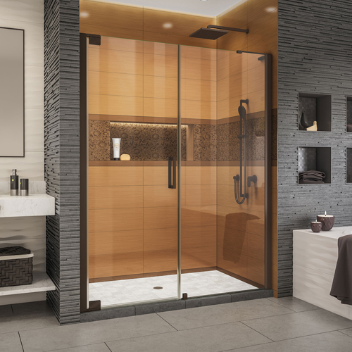 DreamLine Elegance-LS 55 - 57 in. W x 72 in. H Frameless Pivot Shower Door in Oil Rubbed Bronze