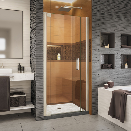 DreamLine Elegance-LS 32 3/4 - 34 3/4 in. W x 72 in. H Frameless Pivot Shower Door in Brushed Nickel