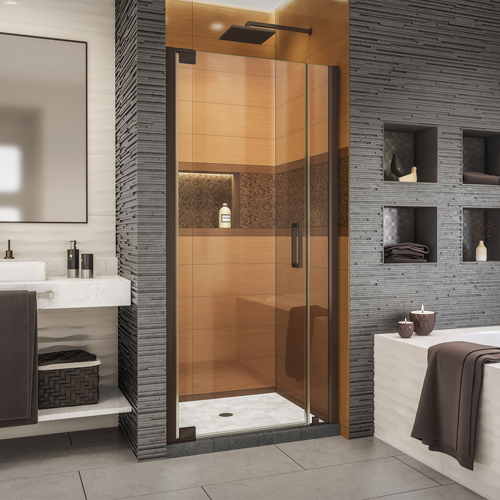 DreamLine Elegance-LS 32 3/4 - 34 3/4 in. W x 72 in. H Frameless Pivot Shower Door in Oil Rubbed Bronze