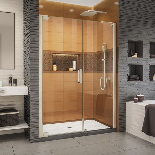 DreamLine Elegance-LS 50 3/4 - 52 3/4 in. W x 72 in. H Frameless Pivot Shower Door in Brushed Nickel