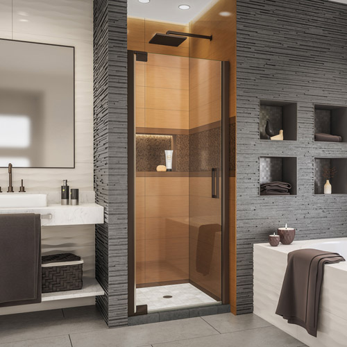 DreamLine Elegance-LS 30 1/2 - 32 1/2 in. W x 72 in. H Frameless Pivot Shower Door in Oil Rubbed Bronze