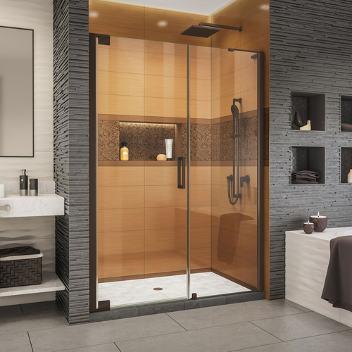 DreamLine Elegance-LS 52 1/2 - 54 1/2 in. W x 72 in. H Frameless Pivot Shower Door in Oil Rubbed Bronze