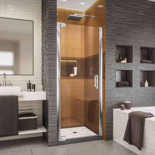 DreamLine Elegance-LS 34 - 36 in. W x 72 in. H Frameless Pivot Shower Door in Chrome