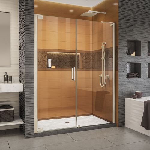 DreamLine Elegance-LS 62 - 64 in. W x 72 in. H Frameless Pivot Shower Door in Brushed Nickel