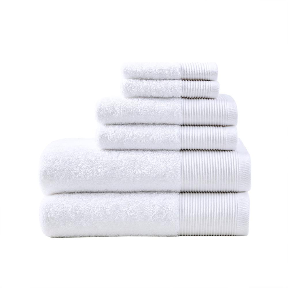 20% Tencel/Lyocel 75% Cotton 5% Silverbac 6pcs Towel Set White 30x56"(2)/16x28"(2)/13x13"(2)