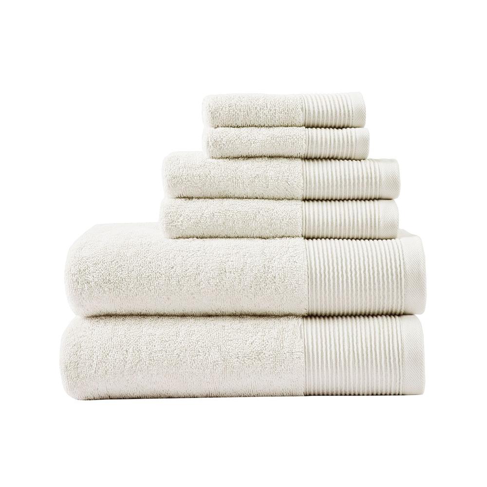 20% Tencel/Lyocel 75% Cotton 5% Silverbac 6pcs Towel Set Ivory 30x56"(2)/16x28"(2)/13x13"(2)