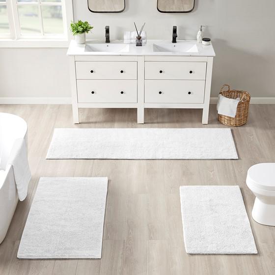 Feather Touch Reversible Bath Rug, White, 24x72x0.25