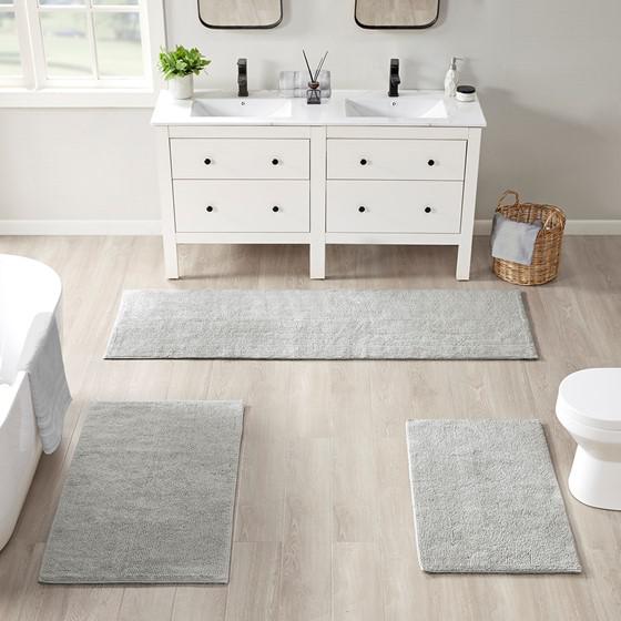 Feather Touch Reversible Bath Rug, Grey, 21x34x0.25
